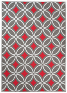 Alfombra Maya Gris Rojo Geométrico Mosaico