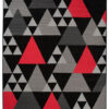Alfombra Maya Gris Rojo Geométrico Triángulos