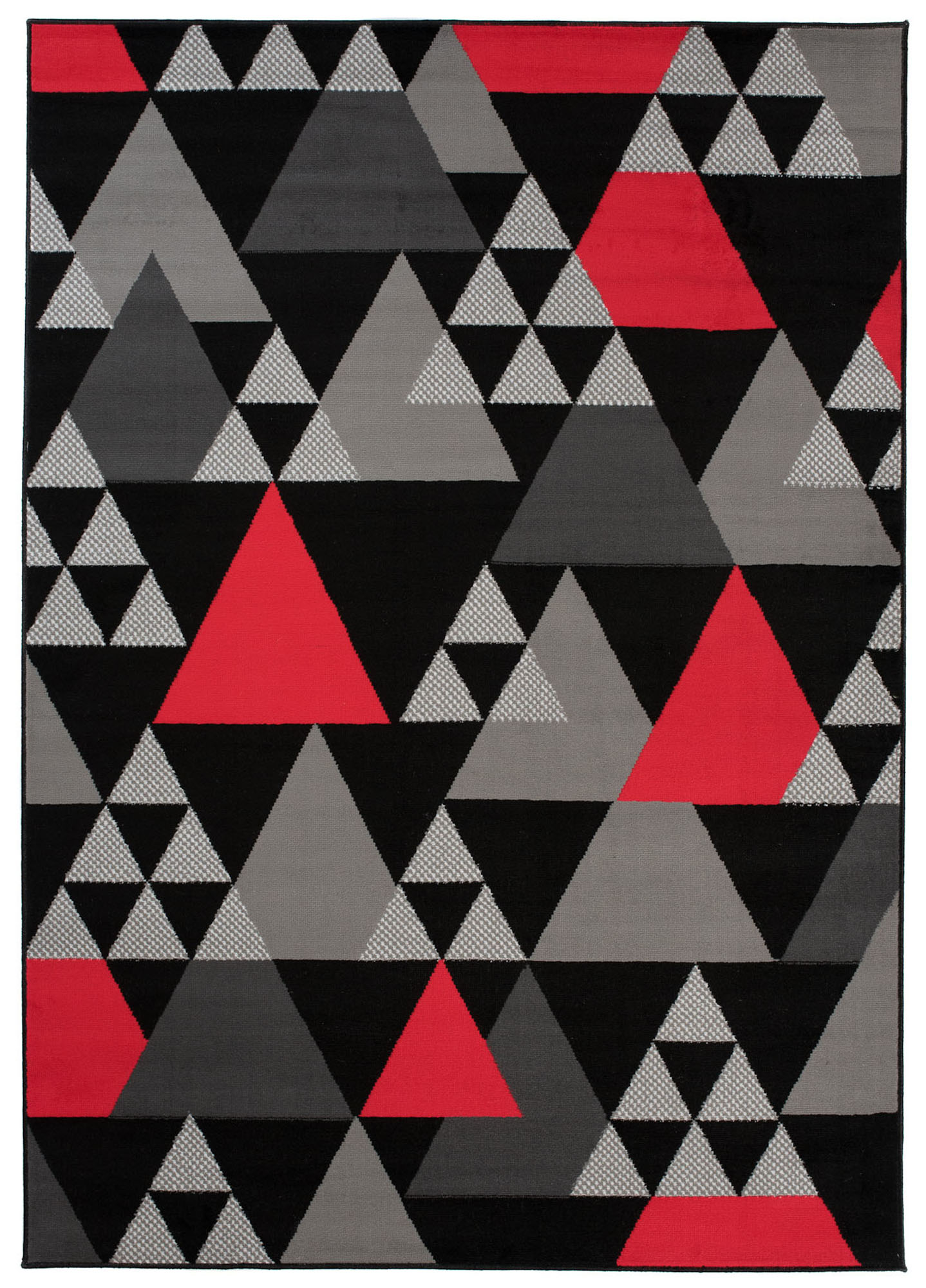 Alfombra Maya Gris Rojo Geométrico Triángulos