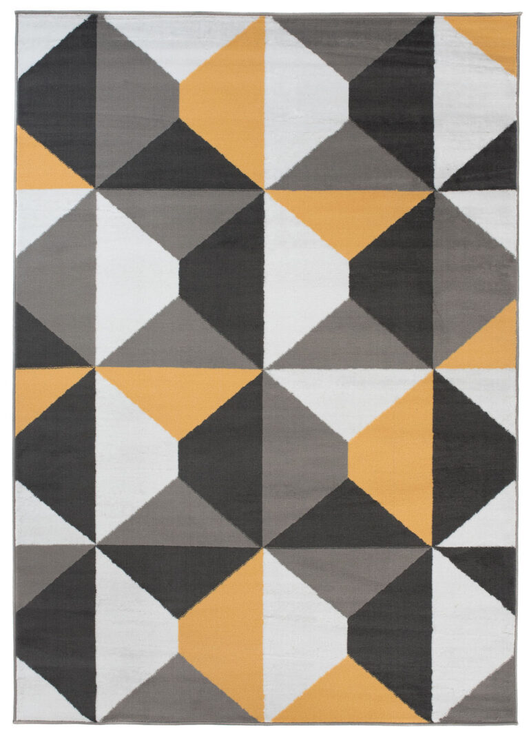 Alfombra Maya Gris Amarillo Trapecios Cuadrados