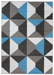 Alfombra Maya Gris Azul Trapecios Cuadrados