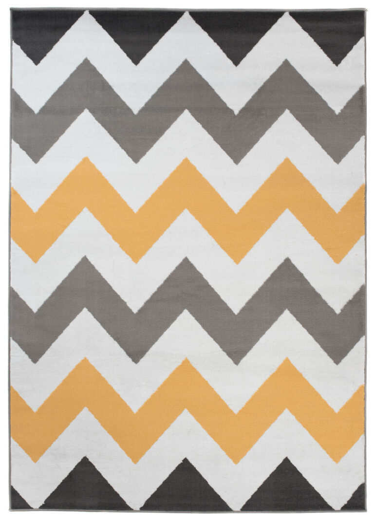 Alfombra Maya Gris Amarillo Geométrico Zigzag