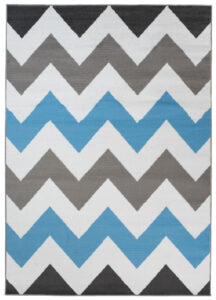 Alfombra Maya Gris Azul Geométrico Zigzag