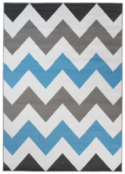 Alfombra Maya Gris Azul Geométrico Zigzag