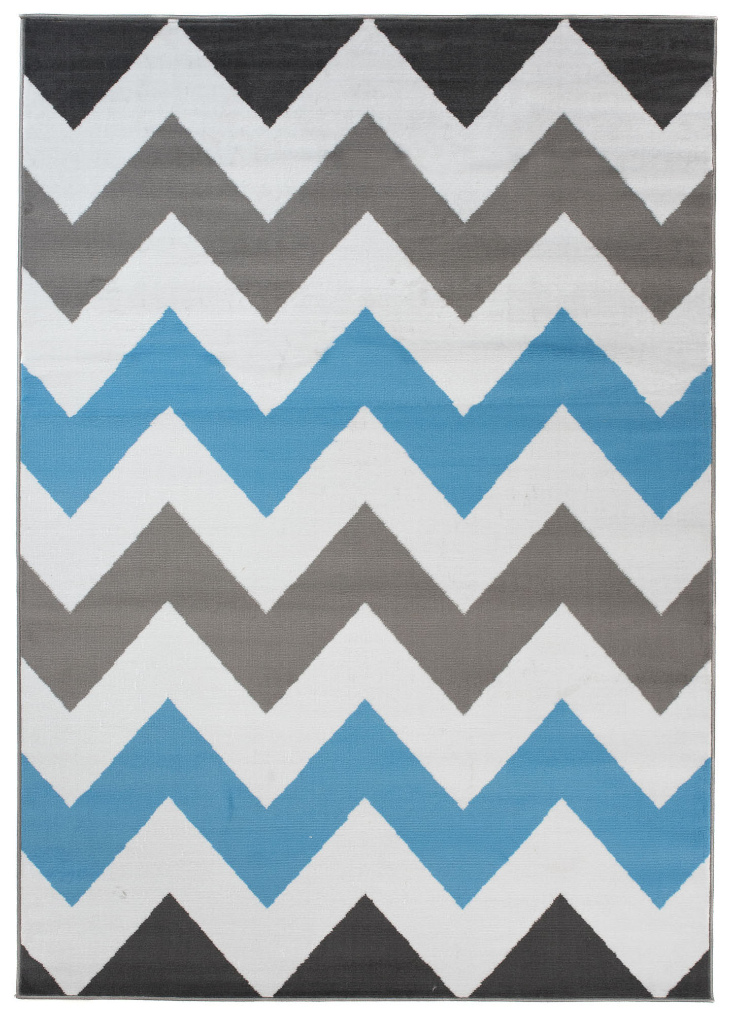 Alfombra Maya Gris Azul Geométrico Zigzag