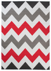 Alfombra Maya Gris Rojo Geométrico Zigzag