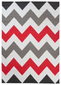 Alfombra Maya Gris Rojo Geométrico Zigzag