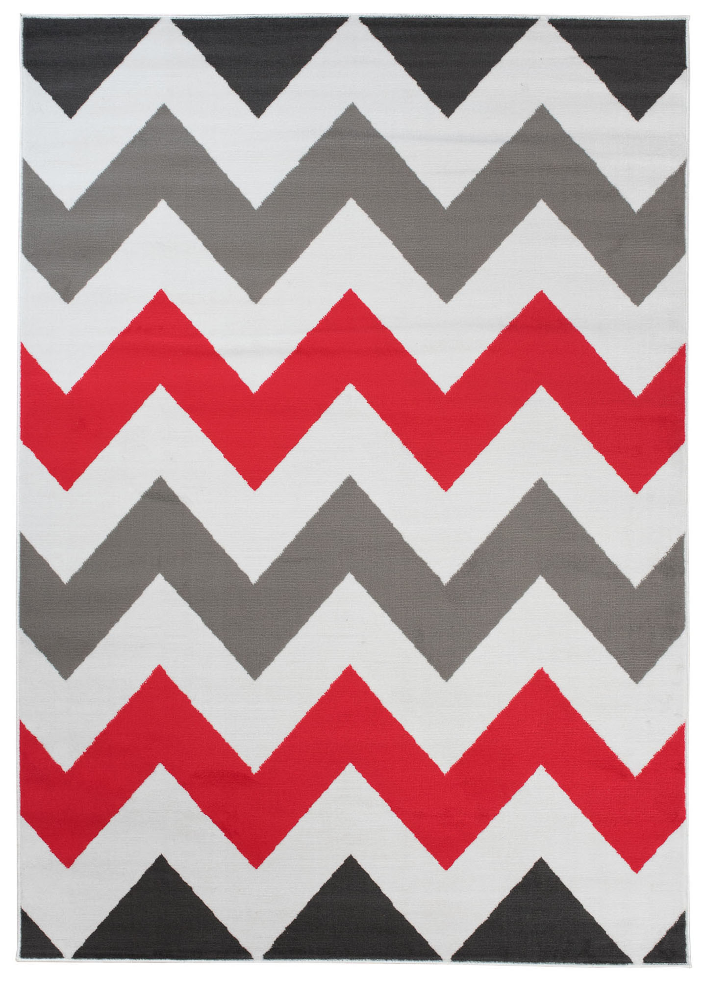 Alfombra Maya Gris Rojo Geométrico Zigzag