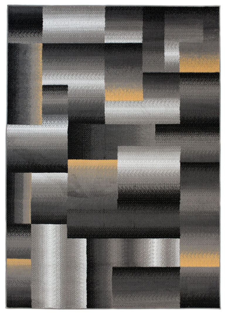 Alfombra Maya Gris Amarillo Rectángulos