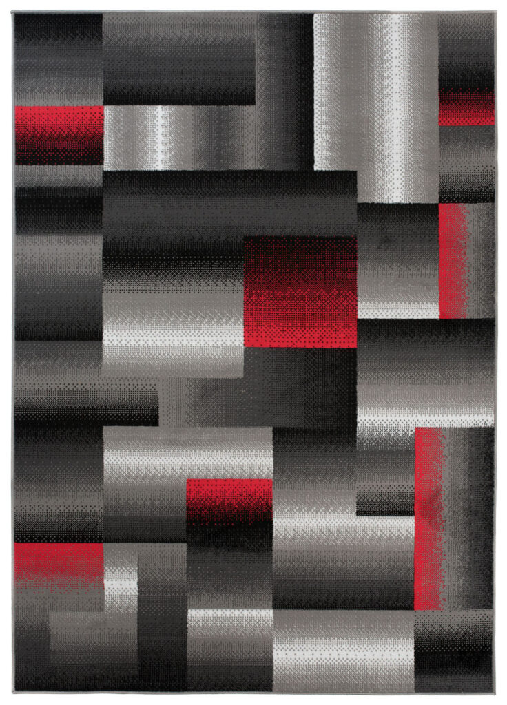 Alfombra Maya Gris Rojo Rectángulos