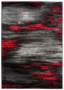 Alfombra Maya Gris Rojo Abstracto
