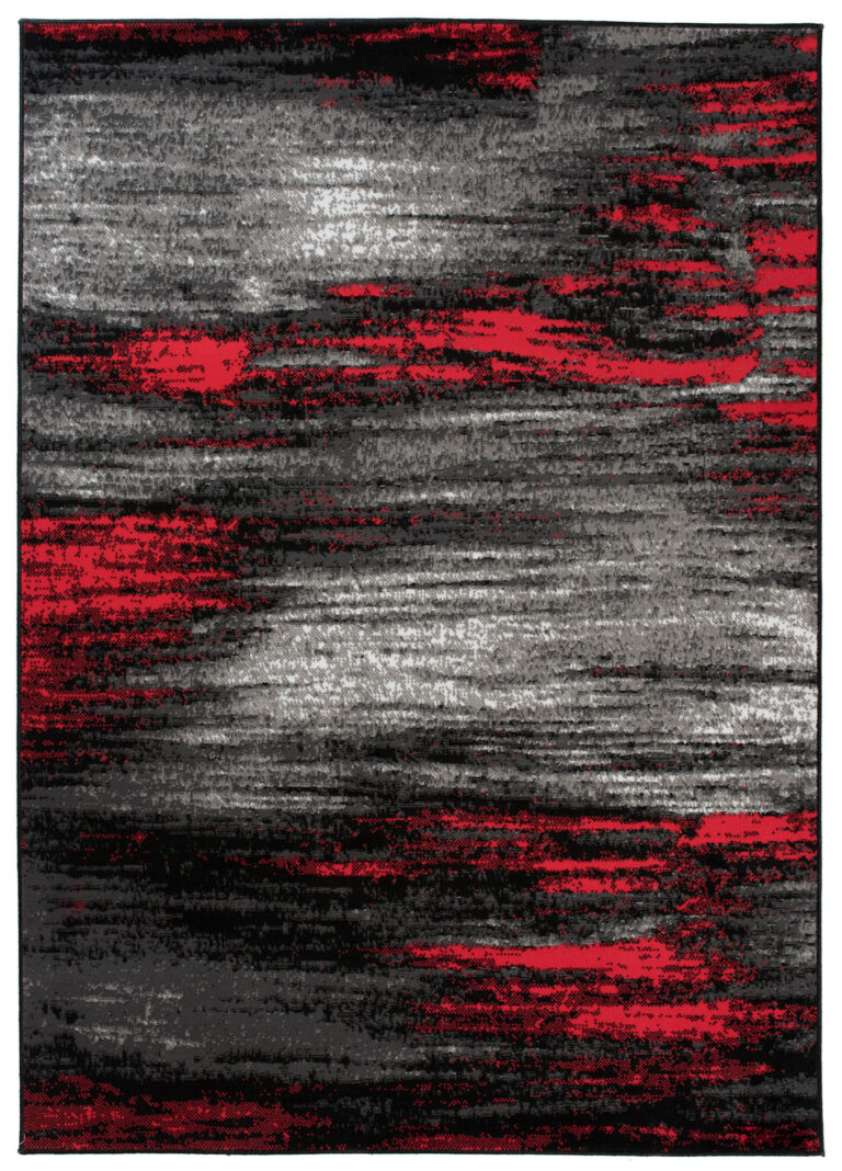 Alfombra Maya Gris Rojo Abstracto