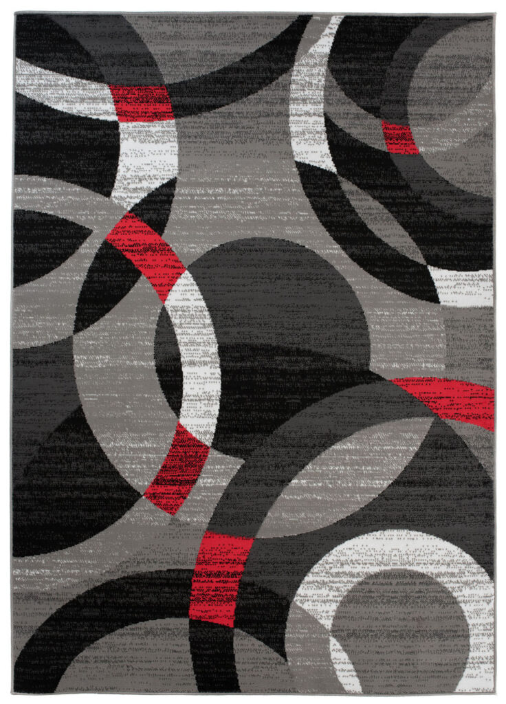 Alfombra Maya Gris Rojo Geométrico