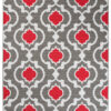 Alfombra Maya Gris Rojo Geométrico Trellis