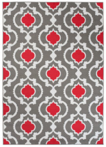 Alfombra Maya Gris Rojo Geométrico Trellis