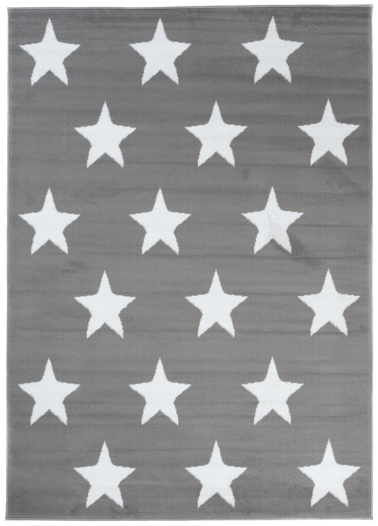 Alfombra Luxury Gris Blanco Estrellas Infantil