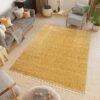 Alfombra Boho con Borlas Mostaza Shaggy