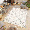 Alfombra Boho con Borlas Crema Trébol Marroquí