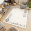 Alfombra Boho con Borlas Crema Étnico Shaggy