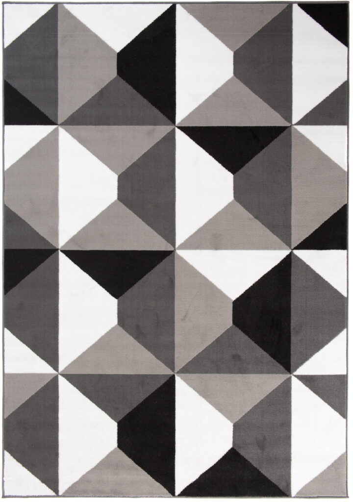 Alfombra Maya Gris Blanco Trapecios Cuadrados
