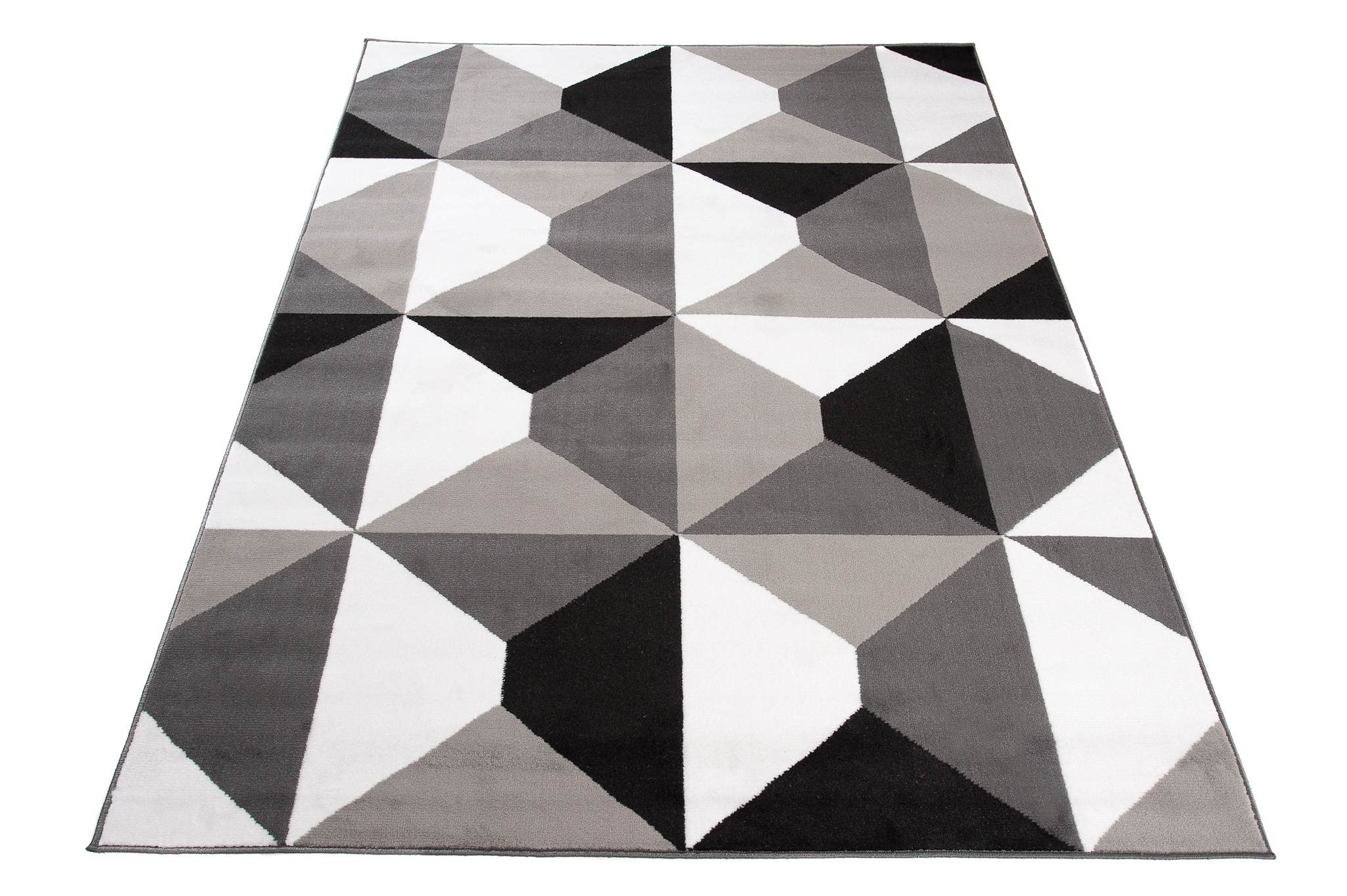 Alfombra Maya Gris Blanco Trapecios Cuadrados