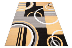 Alfombra Maya Gris Amarillo Geométrico Círculos