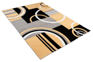 Alfombra Maya Gris Amarillo Geométrico Círculos