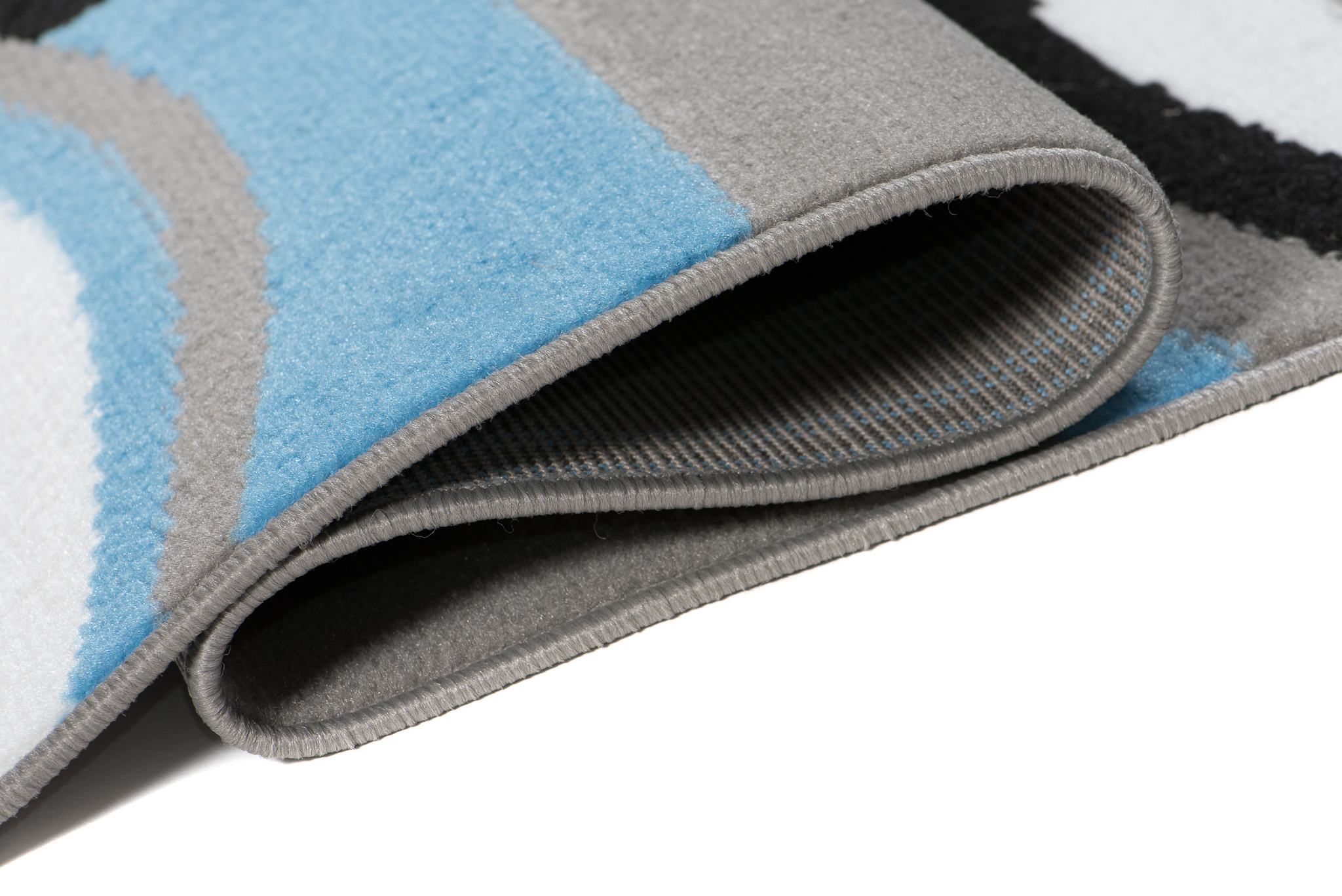 Alfombra Maya Gris Azul Geométrico Círculos