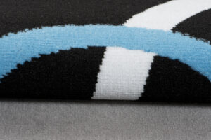 Alfombra Maya Gris Azul Geométrico Círculos