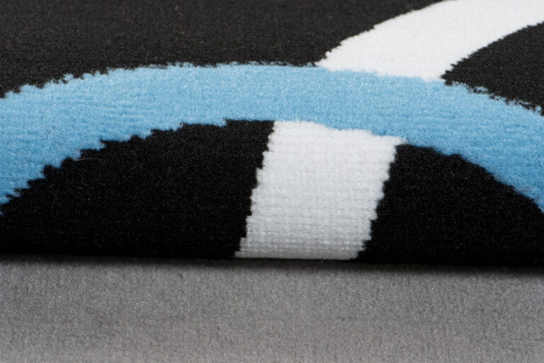 Alfombra Maya Gris Azul Geométrico Círculos