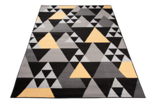 Alfombra Maya Gris Amarillo Geométrico Triángulos