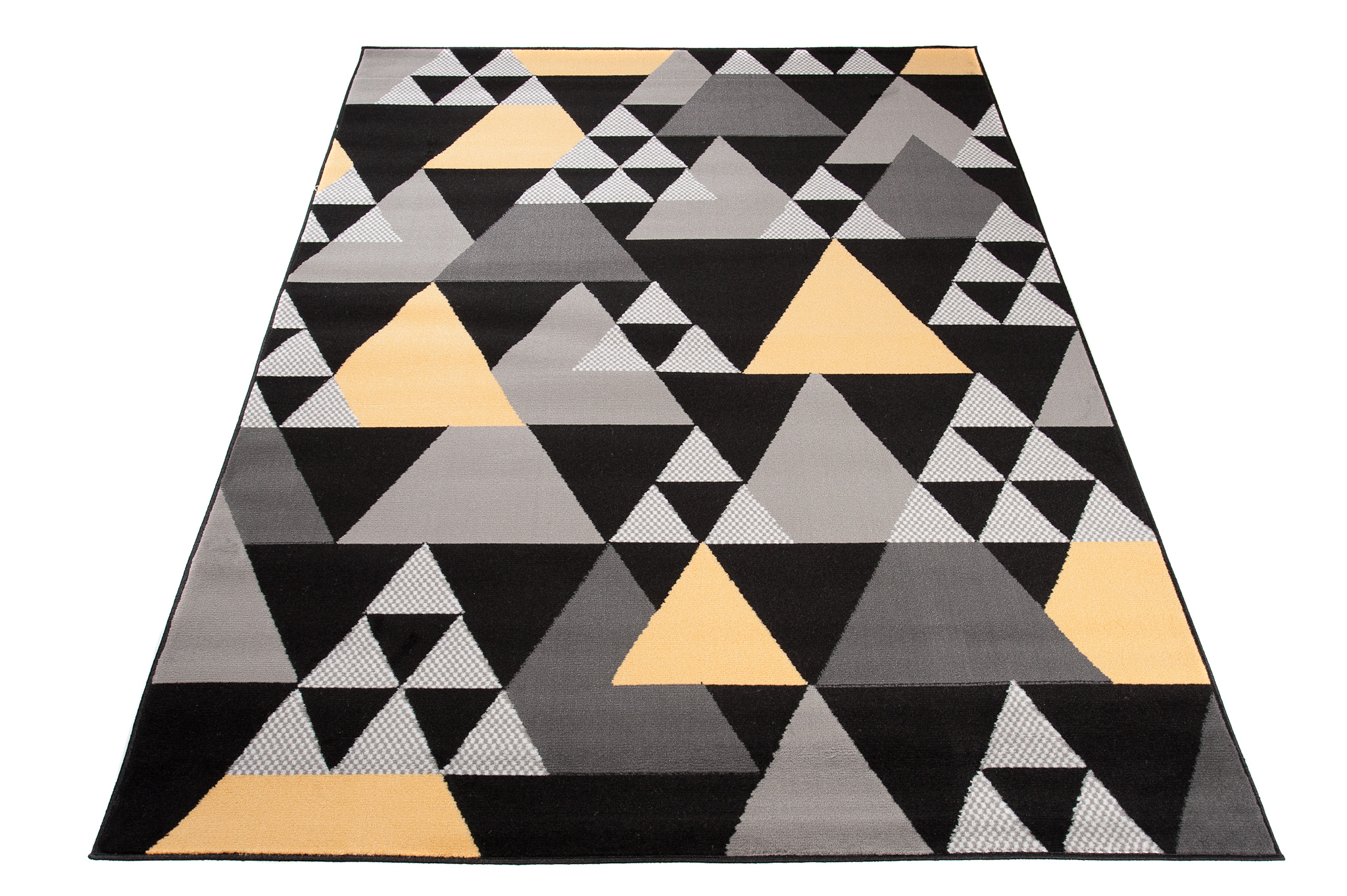 Alfombra Maya Gris Amarillo Geométrico Triángulos