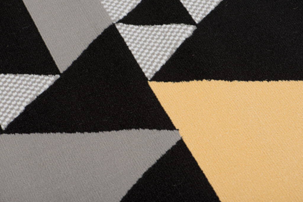 Alfombra Maya Gris Amarillo Geométrico Triángulos