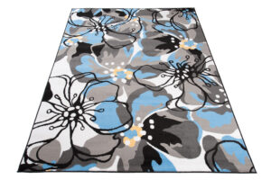Alfombra Maya Gris Azul Flores