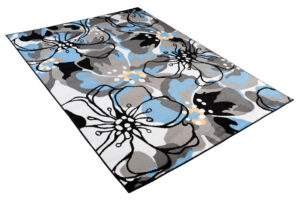 Alfombra Maya Gris Azul Flores