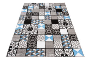 Alfombra Maya Gris Azul Cuadrados Mosaico