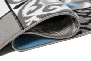 Alfombra Maya Gris Azul Cuadrados Mosaico