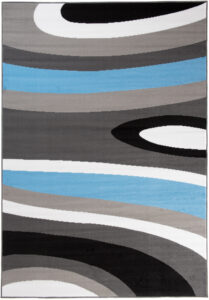 Alfombra Maya Gris Azul Abstracto Ondas