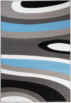 Alfombra Maya Gris Azul Abstracto Ondas