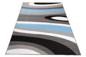 Alfombra Maya Gris Azul Abstracto Ondas