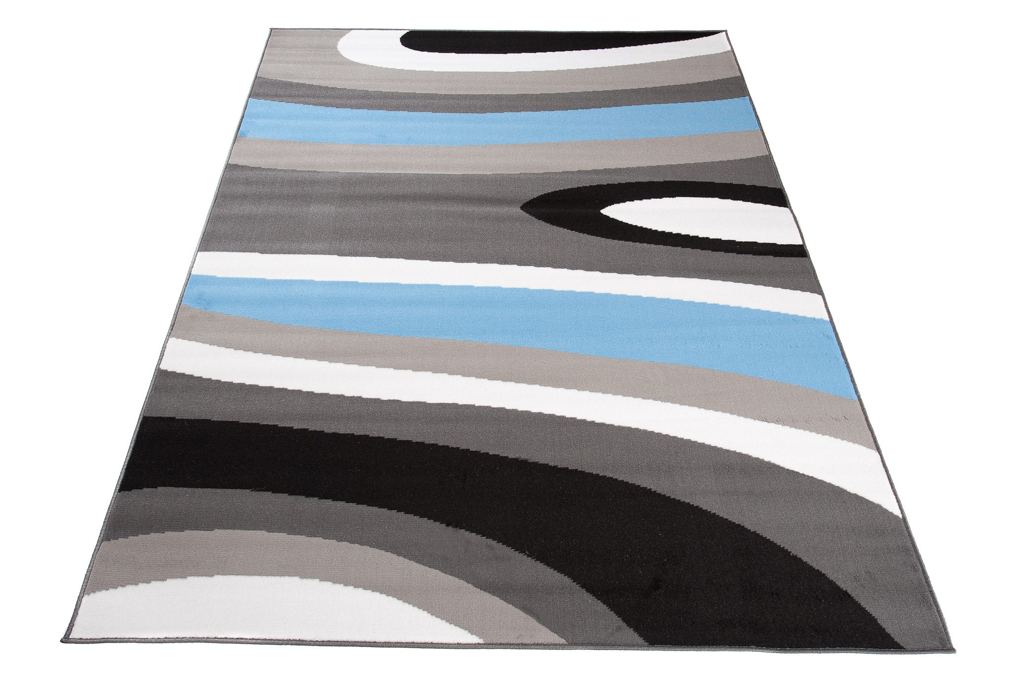 Alfombra Maya Gris Azul Abstracto Ondas