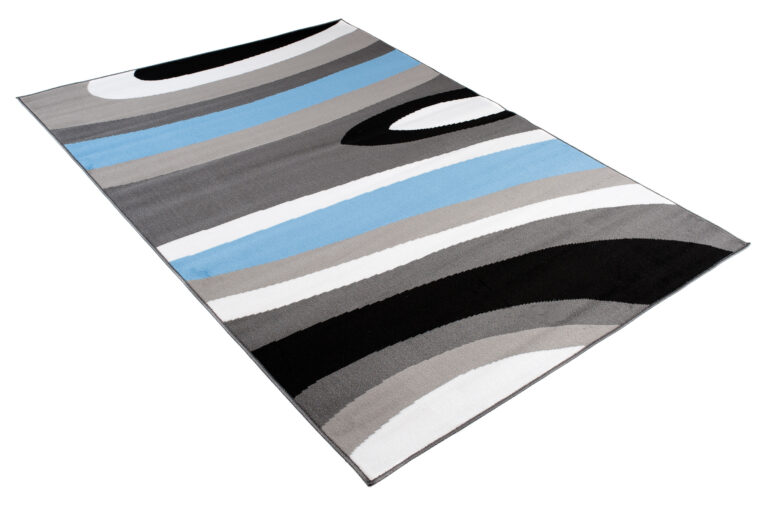 Alfombra Maya Gris Azul Abstracto Ondas