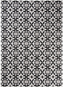 Alfombra Maya Gris Floral Mosaico