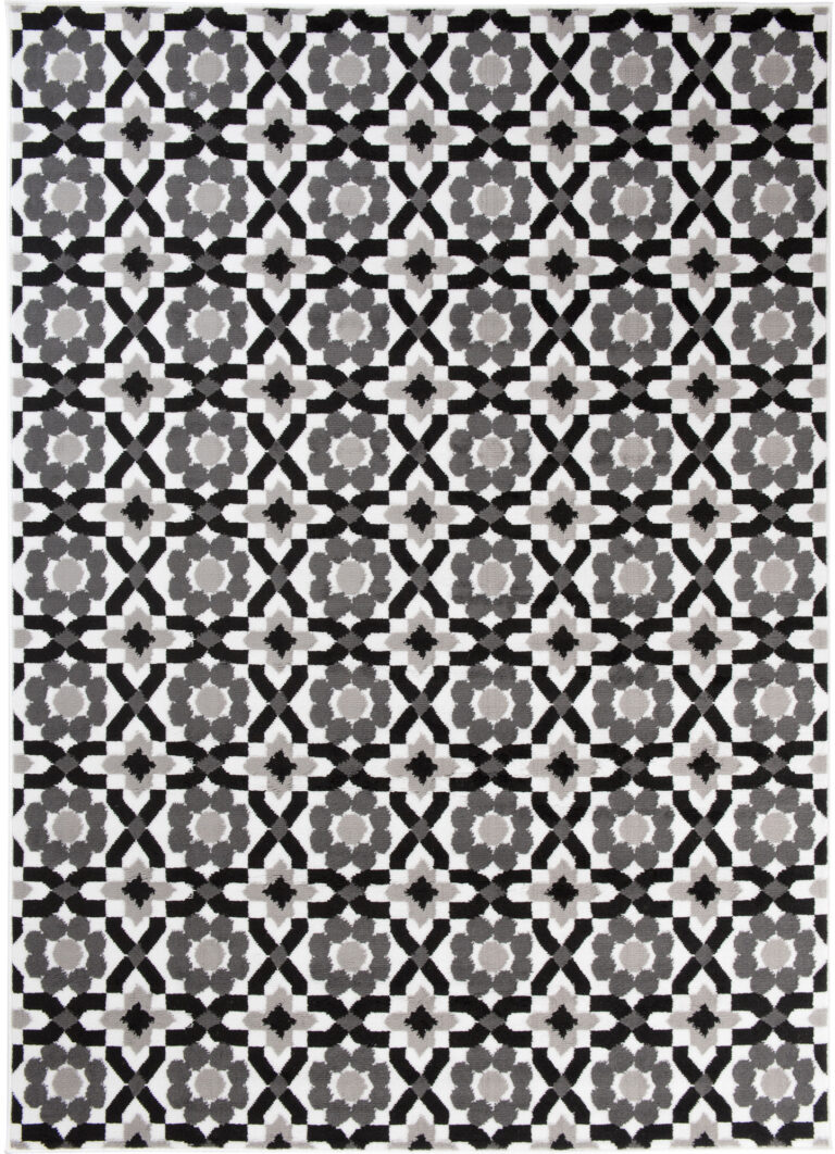 Alfombra Maya Gris Floral Mosaico
