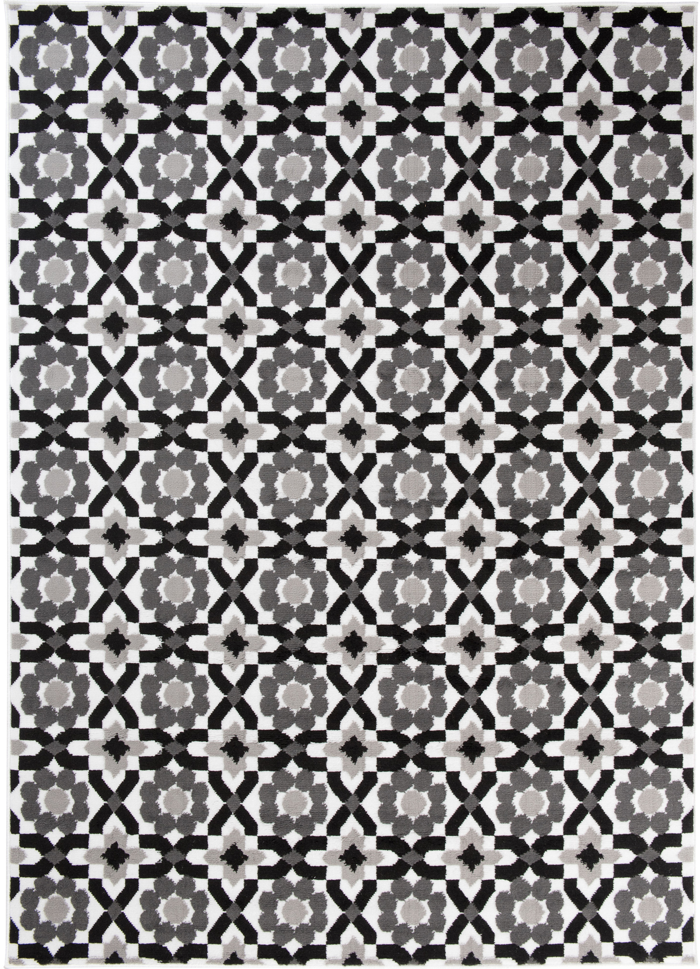 Alfombra Maya Gris Floral Mosaico