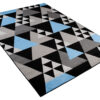 Alfombra Maya Gris Azul Geométrico Triángulos