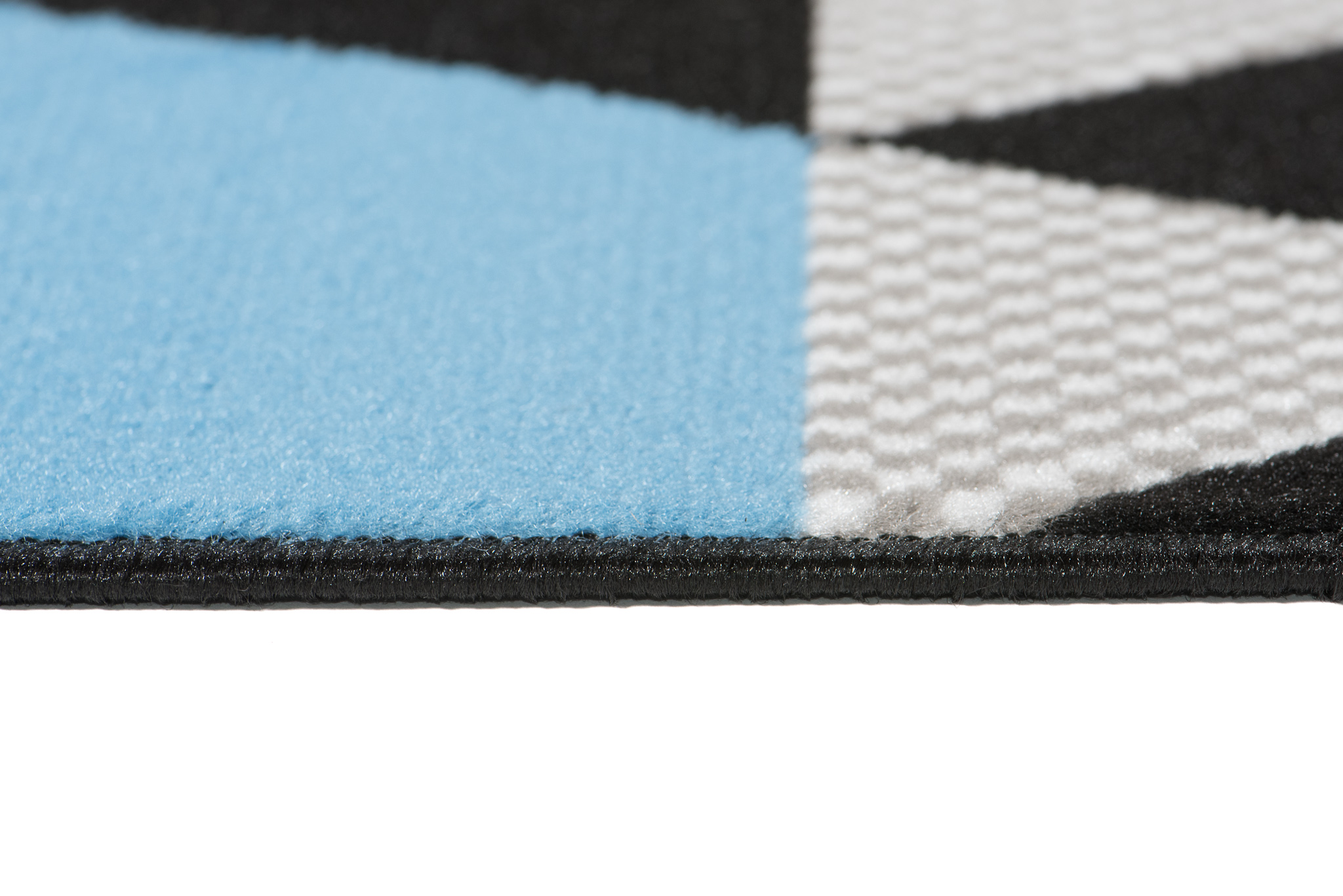 Alfombra Maya Gris Azul Geométrico Triángulos