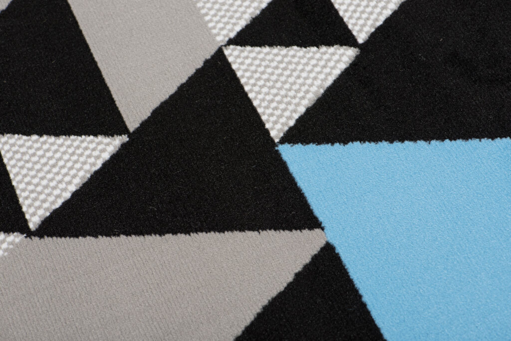 Alfombra Maya Gris Azul Geométrico Triángulos