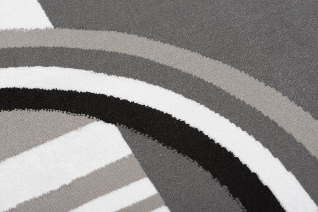 Alfombra Maya Gris Blanco Geométrico Círculos