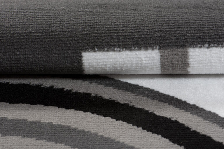 Alfombra Maya Gris Blanco Geométrico Círculos